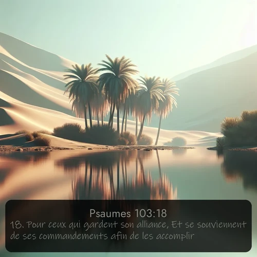 Segond Psaumes  ; image nature: image avec le verset biblique :Pour ceux qui gardent son alliance, Et se souviennent de ses commandements afin de les accomplir. ;  ; 103:18