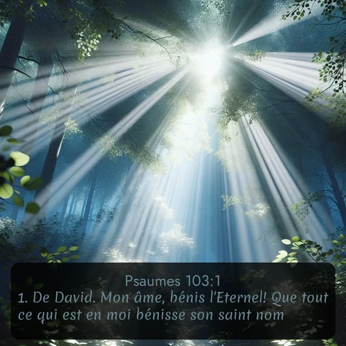 Segond Psaumes  ; image nature: image avec le verset biblique :De David. Mon âme, bénis l&#039;Eternel! Que tout ce qui est en moi bénisse son saint nom! ;  ; 103:1