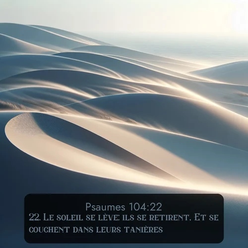 Segond Psaumes  ; image nature: image avec le verset biblique :Le soleil se lève: ils se retirent, Et se couchent dans leurs tanières. ;  ; 104:22