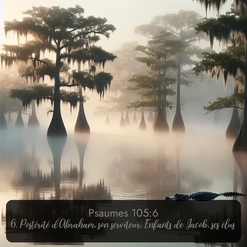 Segond Psaumes  ; image nature: image avec le verset biblique :Postérité d&#039;Abraham, son serviteur, Enfants de Jacob, ses élus! ;  ; 105:6