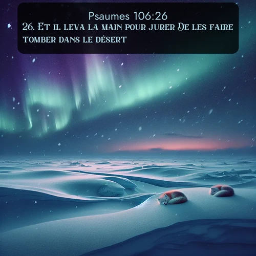 Segond Psaumes  ; image nature: image avec le verset biblique :Et il leva la main pour jurer De les faire tomber dans le désert, ;  ; 106:26