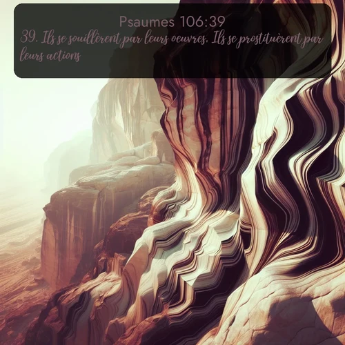 Segond Psaumes  ; image nature: image avec le verset biblique :Ils se souillèrent par leurs oeuvres, Ils se prostituèrent par leurs actions. ;  ; 106:39