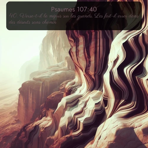 Segond Psaumes  ; image nature: image avec le verset biblique :Verse-t-il le mépris sur les grands, Les fait-il errer dans des déserts sans chemin, ;  ; 107:40
