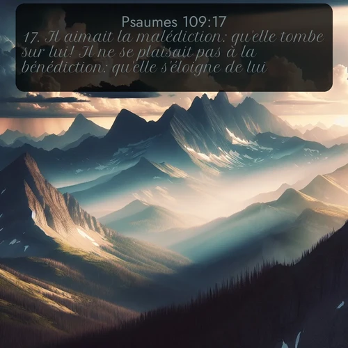 Segond Psaumes  ; image nature: image avec le verset biblique :Il aimait la malédiction: qu&#039;elle tombe sur lui! Il ne se plaisait pas à la bénédiction: qu&#039;elle s&#039;éloigne de lui! ;  ; 109:17