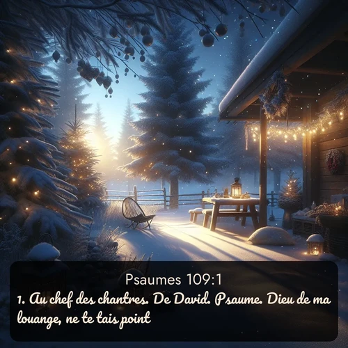 Segond Psaumes  ; image nature: image avec le verset biblique :Au chef des chantres. De David. Psaume. Dieu de ma louange, ne te tais point! ;  ; 109:1