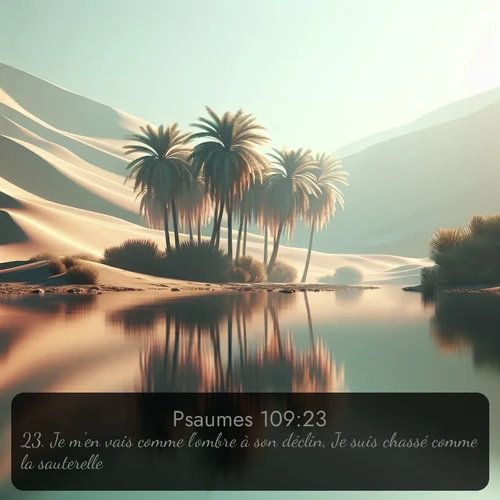 Segond Psaumes  ; image nature: image avec le verset biblique :Je m&#039;en vais comme l&#039;ombre à son déclin, Je suis chassé comme la sauterelle. ;  ; 109:23