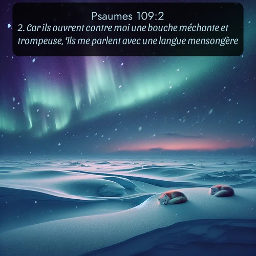 Segond Psaumes  ; image nature: image avec le verset biblique :Car ils ouvrent contre moi une bouche méchante et trompeuse, Ils me parlent avec une langue mensongère, ;  ; 109:2