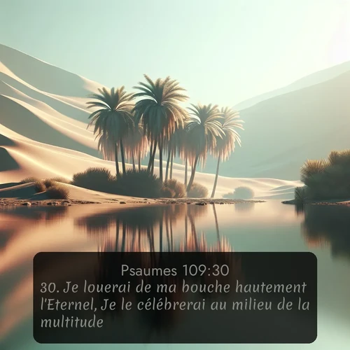 Segond Psaumes  ; image nature: image avec le verset biblique :Je louerai de ma bouche hautement l&#039;Eternel, Je le célébrerai au milieu de la multitude; ;  ; 109:30