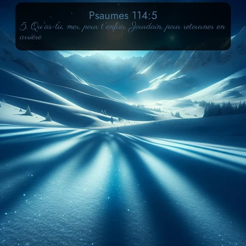 Segond Psaumes  ; image nature: image avec le verset biblique :Qu&#039;as-tu, mer, pour t&#039;enfuir, Jourdain, pour retourner en arrière? ;  ; 114:5