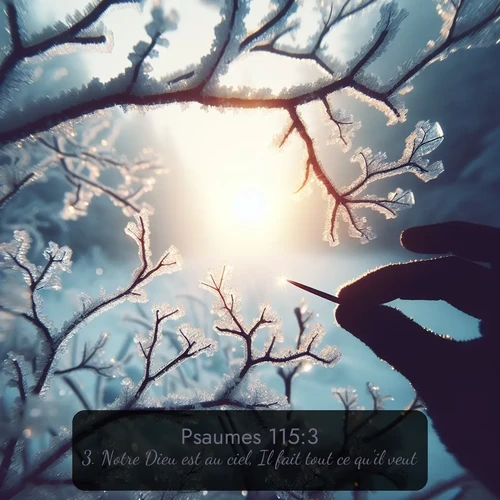 Segond Psaumes  ; image nature: image avec le verset biblique :Notre Dieu est au ciel, Il fait tout ce qu&#039;il veut. ;  ; 115:3