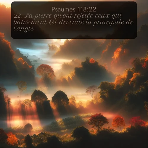 Segond Psaumes  ; image nature: image avec le verset biblique :La pierre qu&#039;ont rejetée ceux qui bâtissaient Est devenue la principale de l&#039;angle. ;  ; 118:22