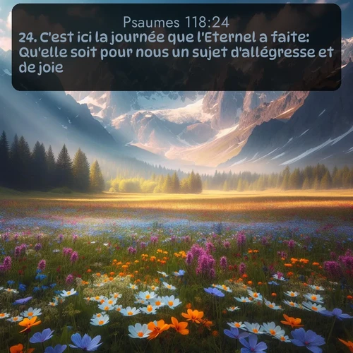 Segond Psaumes  ; image nature: image avec le verset biblique :C&#039;est ici la journée que l&#039;Eternel a faite: Qu&#039;elle soit pour nous un sujet d&#039;allégresse et de joie! ;  ; 118:24