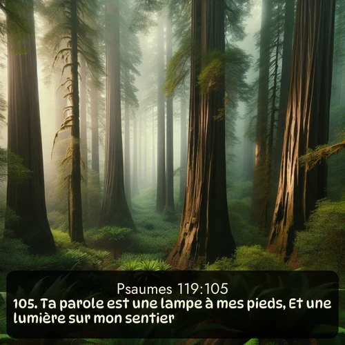 Segond Psaumes  ; image nature: image avec le verset biblique :Ta parole est une lampe à mes pieds, Et une lumière sur mon sentier. ;  ; 119:105