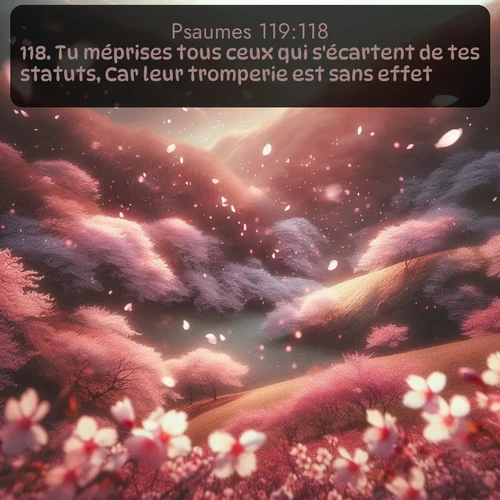 Segond Psaumes  ; image nature: image avec le verset biblique :Tu méprises tous ceux qui s&#039;écartent de tes statuts, Car leur tromperie est sans effet. ;  ; 119:118