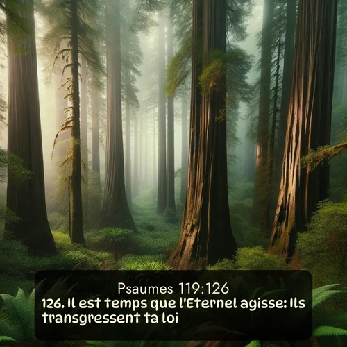 Segond Psaumes  ; image nature: image avec le verset biblique :Il est temps que l&#039;Eternel agisse: Ils transgressent ta loi. ;  ; 119:126