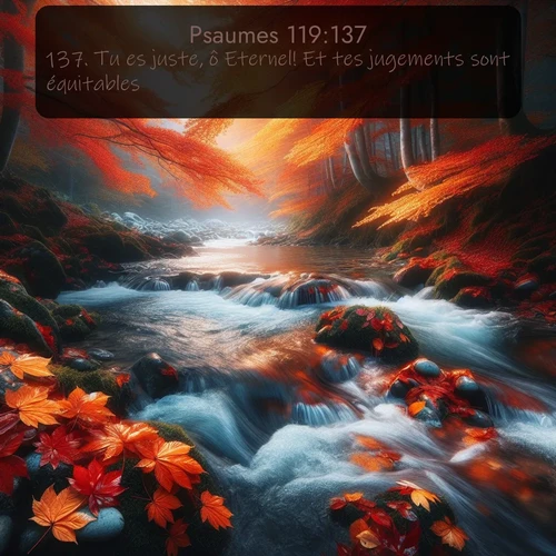 Segond Psaumes  ; image nature: image avec le verset biblique :Tu es juste, ô Eternel! Et tes jugements sont équitables; ;  ; 119:137
