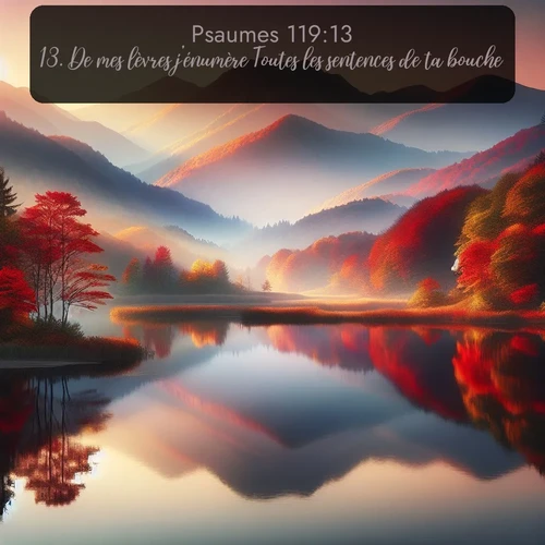 Segond Psaumes  ; image nature: image avec le verset biblique :De mes lèvres j&#039;énumère Toutes les sentences de ta bouche. ;  ; 119:13