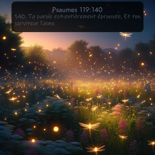 Segond Psaumes  ; image nature: image avec le verset biblique :Ta parole est entièrement éprouvée, Et ton serviteur l&#039;aime. ;  ; 119:140