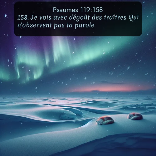 Segond Psaumes  ; image nature: image avec le verset biblique :Je vois avec dégoût des traîtres Qui n&#039;observent pas ta parole. ;  ; 119:158