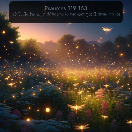 Segond Psaumes  ; image nature: image avec le verset biblique :Je hais, je déteste le mensonge; J&#039;aime ta loi. ;  ; 119:163