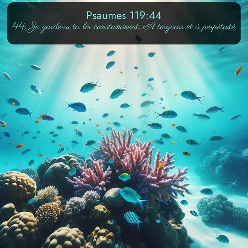Segond Psaumes  ; image nature: image avec le verset biblique :Je garderai ta loi constamment, A toujours et à perpétuité. ;  ; 119:44