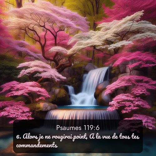 Segond Psaumes  ; image nature: image avec le verset biblique :Alors je ne rougirai point, A la vue de tous tes commandements. ;  ; 119:6