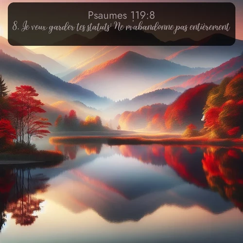 Segond Psaumes  ; image nature: image avec le verset biblique :Je veux garder tes statuts: Ne m&#039;abandonne pas entièrement! ;  ; 119:8