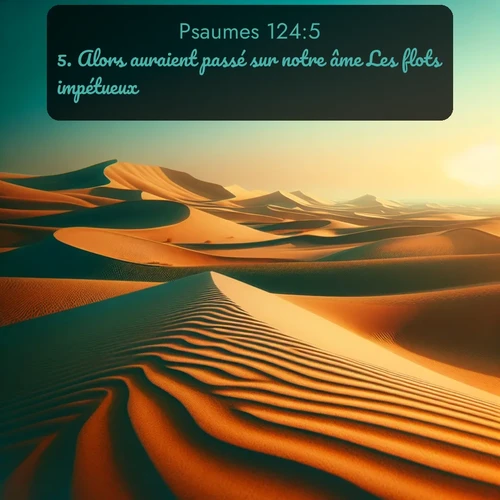 Segond Psaumes  ; image nature: image avec le verset biblique :Alors auraient passé sur notre âme Les flots impétueux. ;  ; 124:5