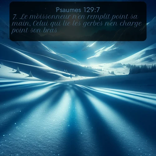 Segond Psaumes  ; image nature: image avec le verset biblique :Le moissonneur n&#039;en remplit point sa main, Celui qui lie les gerbes n&#039;en charge point son bras, ;  ; 129:7