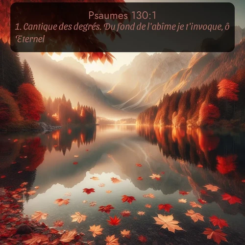 Segond Psaumes  ; image nature: image avec le verset biblique :Cantique des degrés. Du fond de l&#039;abîme je t&#039;invoque, ô Eternel! ;  ; 130:1