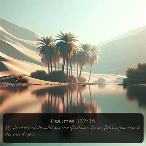 Segond Psaumes  ; image nature: image avec le verset biblique :Je revêtirai de salut ses sacrificateurs, Et ses fidèles pousseront des cris de joie. ;  ; 132:16