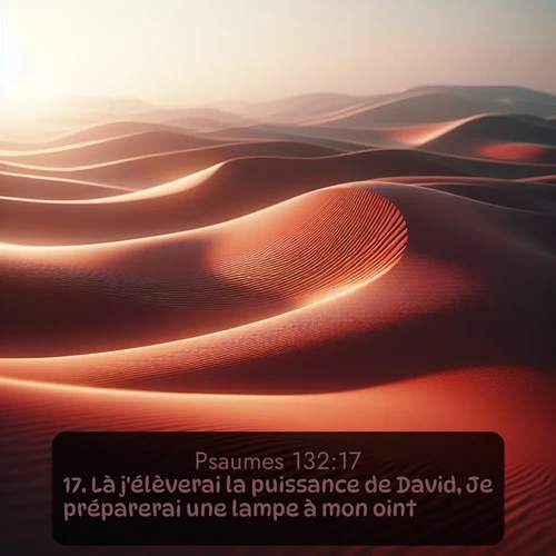 Segond Psaumes  ; image nature: image avec le verset biblique :Là j&#039;élèverai la puissance de David, Je préparerai une lampe à mon oint, ;  ; 132:17