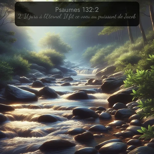 Segond Psaumes  ; image nature: image avec le verset biblique :Il jura à l&#039;Eternel, Il fit ce voeu au puissant de Jacob: ;  ; 132:2