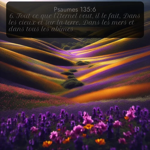 Segond Psaumes  ; image nature: image avec le verset biblique :Tout ce que l&#039;Eternel veut, il le fait, Dans les cieux et sur la terre, Dans les mers et dans tous les abîmes. ;  ; 135:6