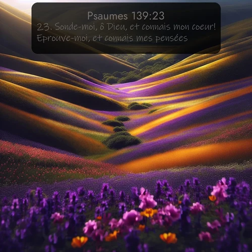 Segond Psaumes  ; image nature: image avec le verset biblique :Sonde-moi, ô Dieu, et connais mon coeur! Eprouve-moi, et connais mes pensées! ;  ; 139:23