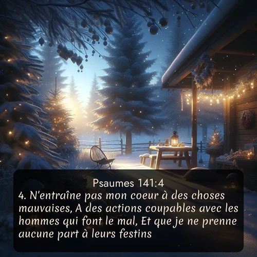 Segond Psaumes  ; image nature: image avec le verset biblique :N&#039;entraîne pas mon coeur à des choses mauvaises, A des actions coupables avec les hommes qui font le mal, Et que je ne prenne aucune part à leurs festins! ;  ; 141:4