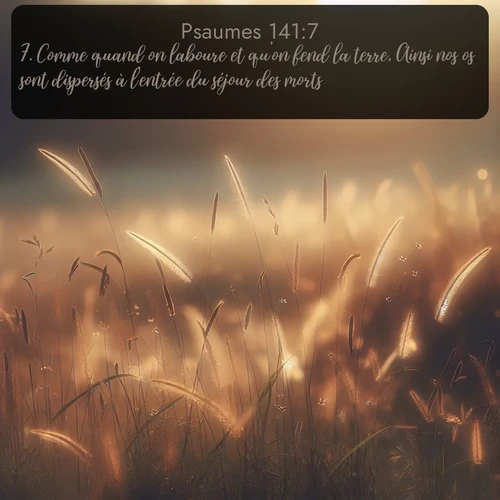 Segond Psaumes  ; image nature: image avec le verset biblique :Comme quand on laboure et qu&#039;on fend la terre, Ainsi nos os sont dispersés à l&#039;entrée du séjour des morts. ;  ; 141:7
