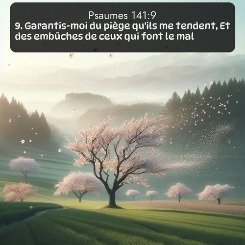 Segond Psaumes  ; image nature: image avec le verset biblique :Garantis-moi du piège qu&#039;ils me tendent, Et des embûches de ceux qui font le mal! ;  ; 141:9