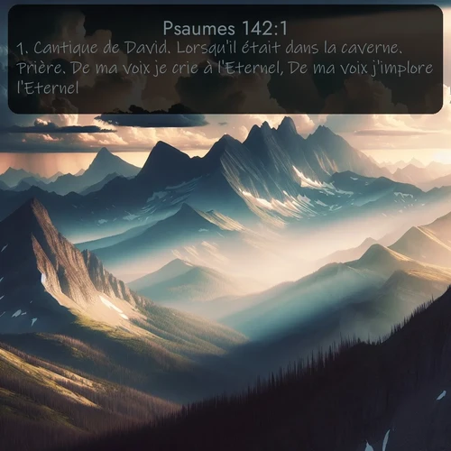 Segond Psaumes  ; image nature: image avec le verset biblique :Cantique de David. Lorsqu&#039;il était dans la caverne. Prière. De ma voix je crie à l&#039;Eternel, De ma voix j&#039;implore l&#039;Eternel. ;  ; 142:1