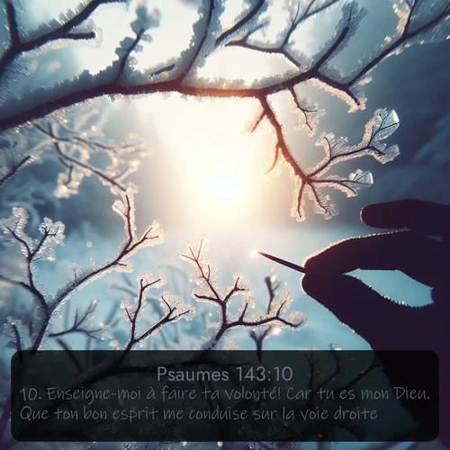 Segond Psaumes  ; image nature: image avec le verset biblique :Enseigne-moi à faire ta volonté! Car tu es mon Dieu. Que ton bon esprit me conduise sur la voie droite! ;  ; 143:10
