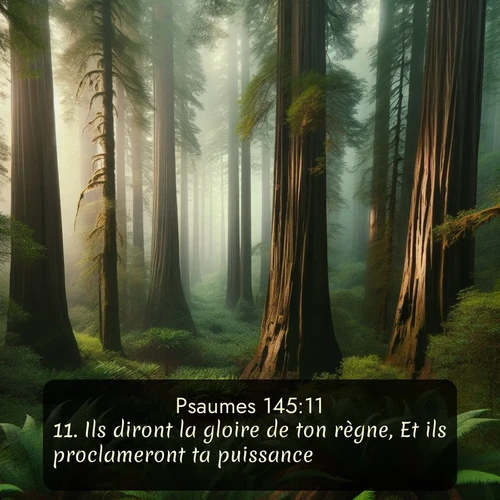 Segond Psaumes  ; image nature: image avec le verset biblique :Ils diront la gloire de ton règne, Et ils proclameront ta puissance, ;  ; 145:11