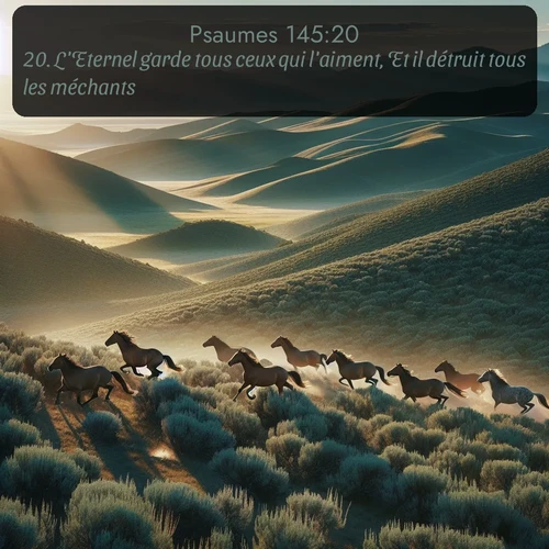 Segond Psaumes  ; image nature: image avec le verset biblique :L&#039;Eternel garde tous ceux qui l&#039;aiment, Et il détruit tous les méchants. ;  ; 145:20