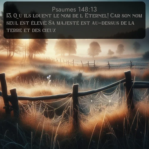 Segond Psaumes  ; image nature: image avec le verset biblique :Qu&#039;ils louent le nom de l&#039;Eternel! Car son nom seul est élevé; Sa majesté est au-dessus de la terre et des cieux. ;  ; 148:13