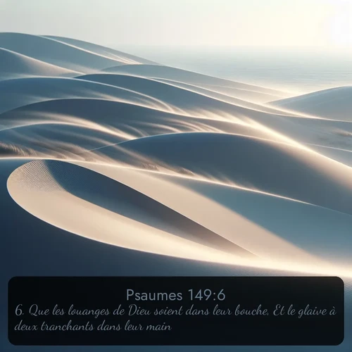 Segond Psaumes  ; image nature: image avec le verset biblique :Que les louanges de Dieu soient dans leur bouche, Et le glaive à deux tranchants dans leur main, ;  ; 149:6