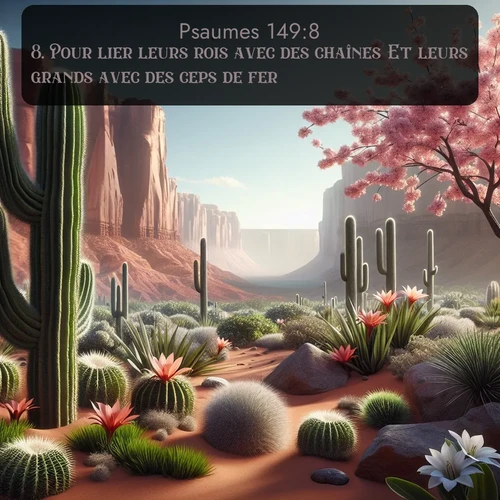 Segond Psaumes  ; image nature: image avec le verset biblique :Pour lier leurs rois avec des chaînes Et leurs grands avec des ceps de fer, ;  ; 149:8