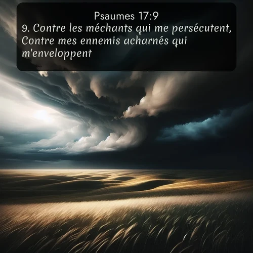 Segond Psaumes  ; image nature: image avec le verset biblique :Contre les méchants qui me persécutent, Contre mes ennemis acharnés qui m&#039;enveloppent. ;  ; 17:9