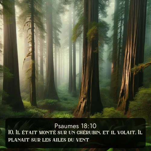 Segond Psaumes  ; image nature: image avec le verset biblique :Il était monté sur un chérubin, et il volait, Il planait sur les ailes du vent. ;  ; 18:10