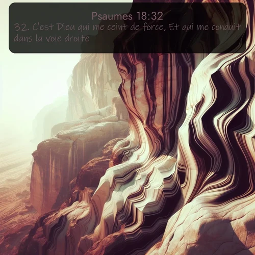 Segond Psaumes  ; image nature: image avec le verset biblique :C&#039;est Dieu qui me ceint de force, Et qui me conduit dans la voie droite. ;  ; 18:32