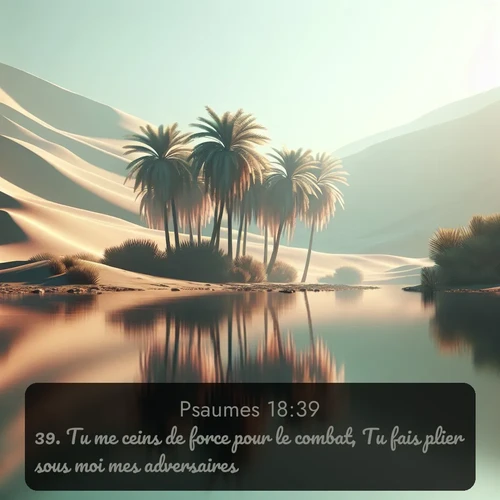 Segond Psaumes  ; image nature: image avec le verset biblique :Tu me ceins de force pour le combat, Tu fais plier sous moi mes adversaires. ;  ; 18:39