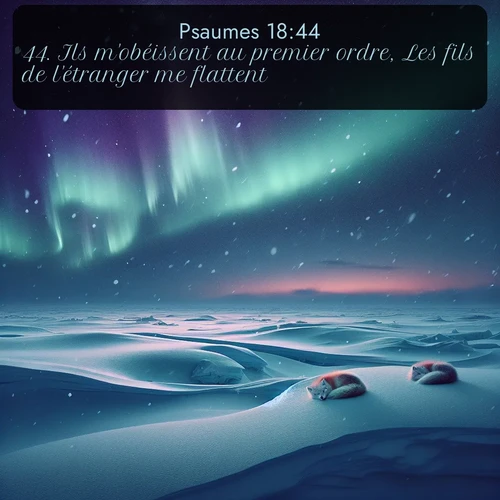 Segond Psaumes  ; image nature: image avec le verset biblique :Ils m&#039;obéissent au premier ordre, Les fils de l&#039;étranger me flattent; ;  ; 18:44